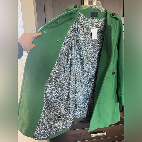 NEW Lands’End emerald green pea coat double breasted wool winter jacket size 12 - Picture 10 of 17